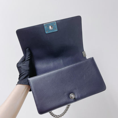 Python-Leather Old Medium Boy Navy Blue