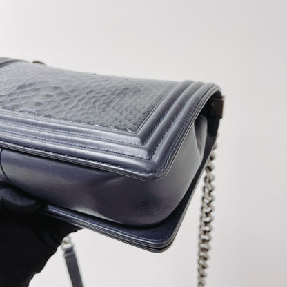 Python-Leather Old Medium Boy Navy Blue