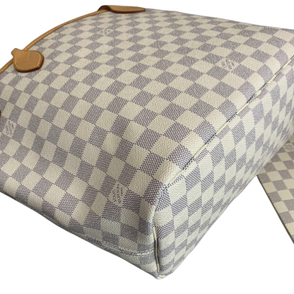 Louis-Vuitton Damier Azur Neverfull MM White GHW