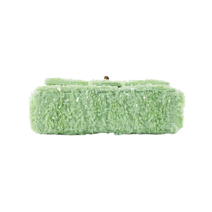 Chanel Green Mini Square Sequin Flap