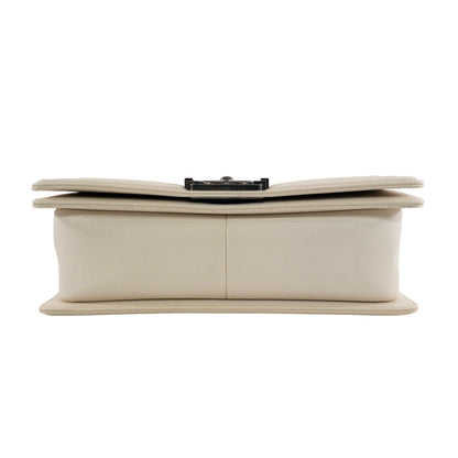 Chanel White Caviar Medium Boy RHW