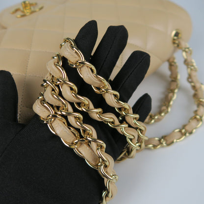 Double Flap Jumbo in Beige Caviar Leather GHW