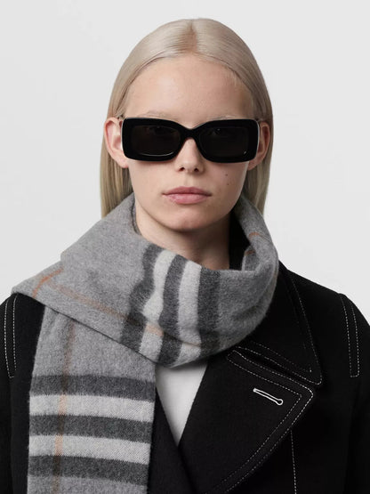 Burberry Classic Check Grey Cashmere Scarf (RRP £390)