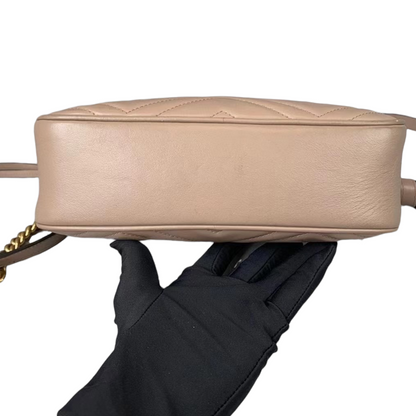 Gucci Small Marmont Leather Camera Beige GHW