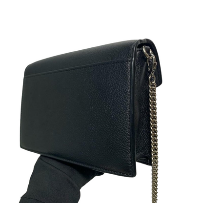 Louis-Vuitton Mylockme Chain Pochette Leather Black SHW