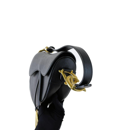 Medium Saddle Calfskin Black GHW