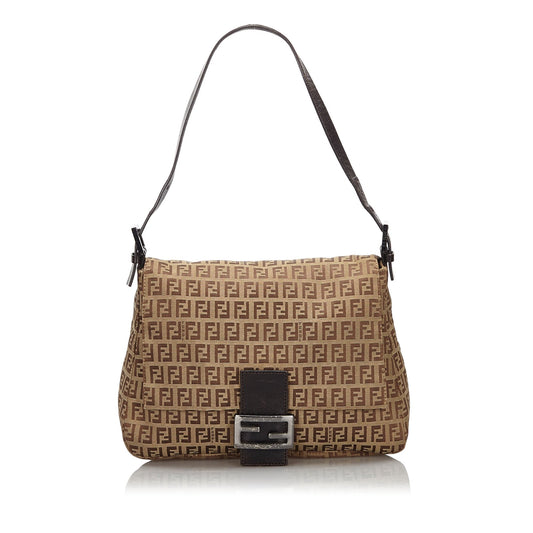 Fendi Brown Beige Canvas Fabric Zucchino Mamma Forever Italy