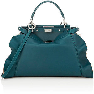 Fendi Wave Medium Peekaboo Teal Blue Bag