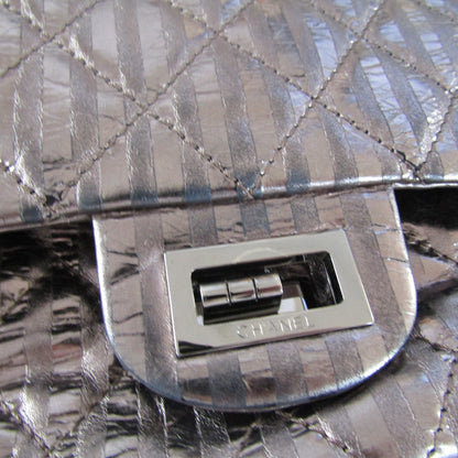 CHANEL 2.55 Reissue 227 Double Flap Metallic Striped Shoulder Bag