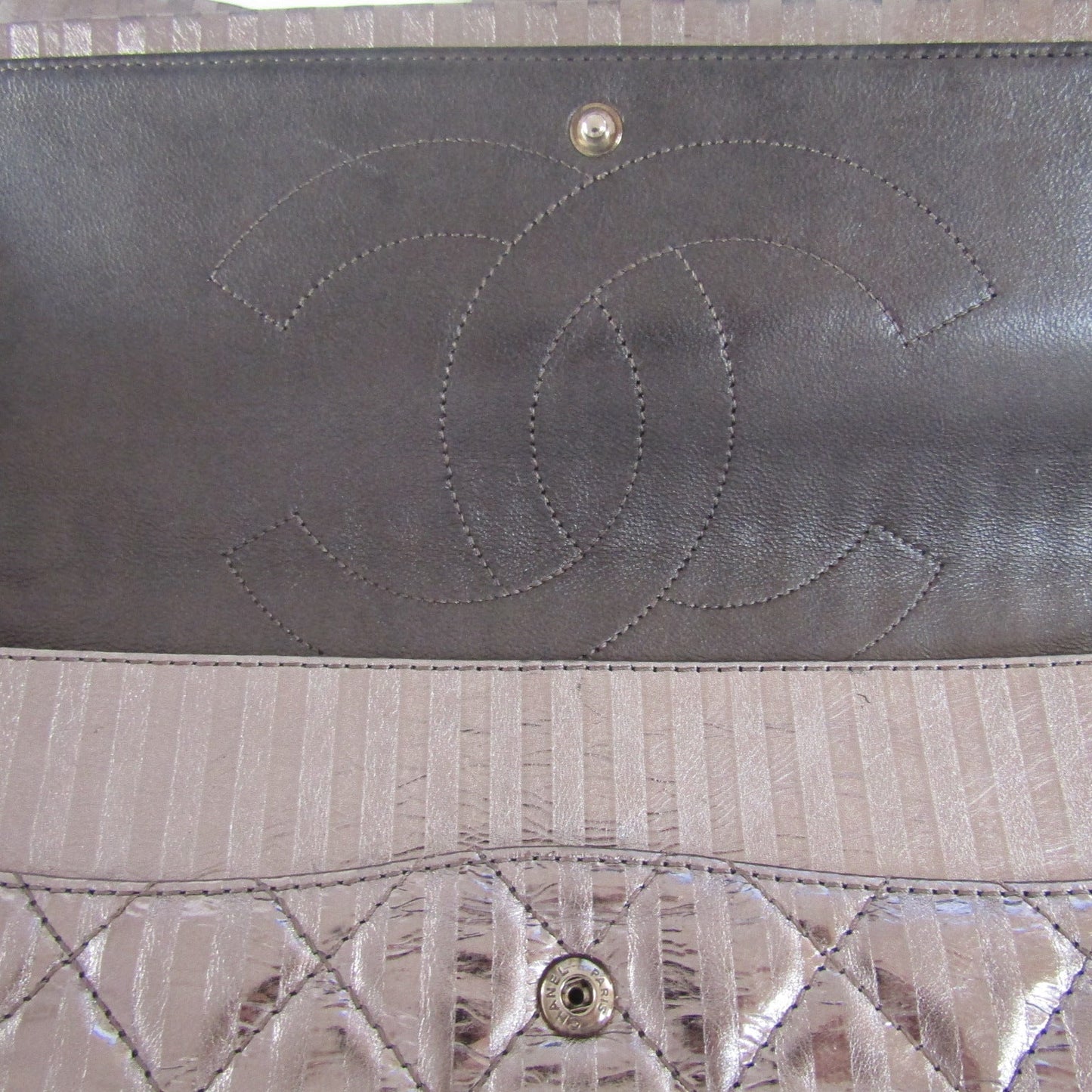 CHANEL 2.55 Reissue 227 Double Flap Metallic Striped Shoulder Bag