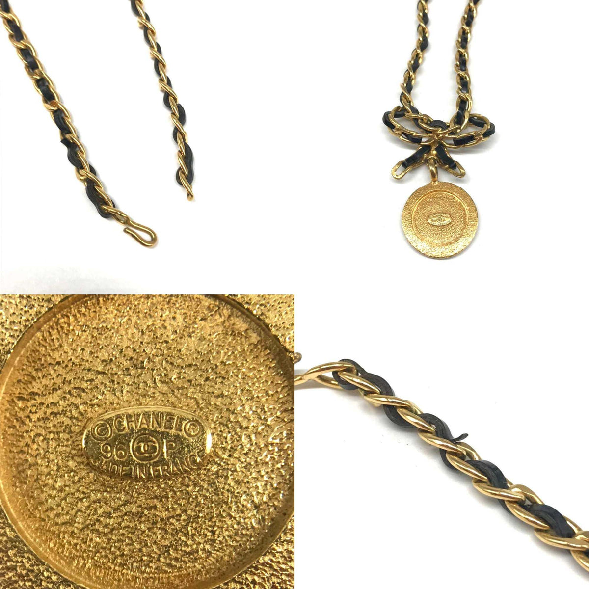 Chanel Medallion Necklace Gold Rhinestone