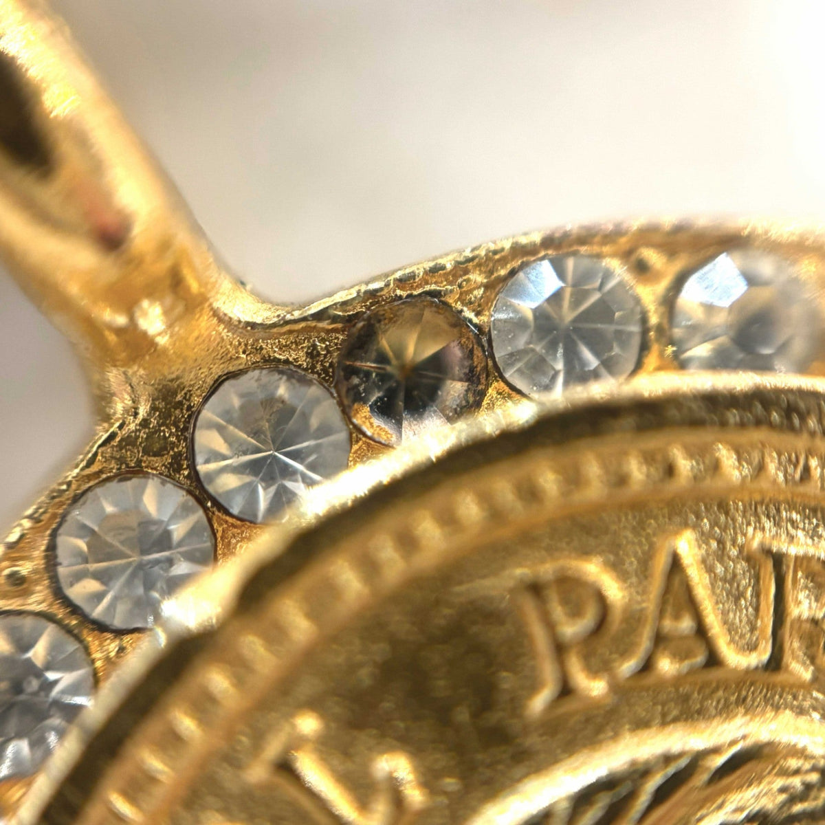 Chanel Medallion Necklace Gold Rhinestone