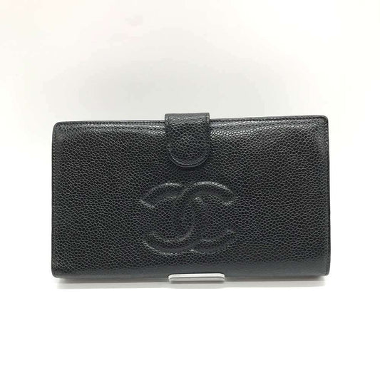 Chanel Caviar Leather Bifold Long Wallet Black