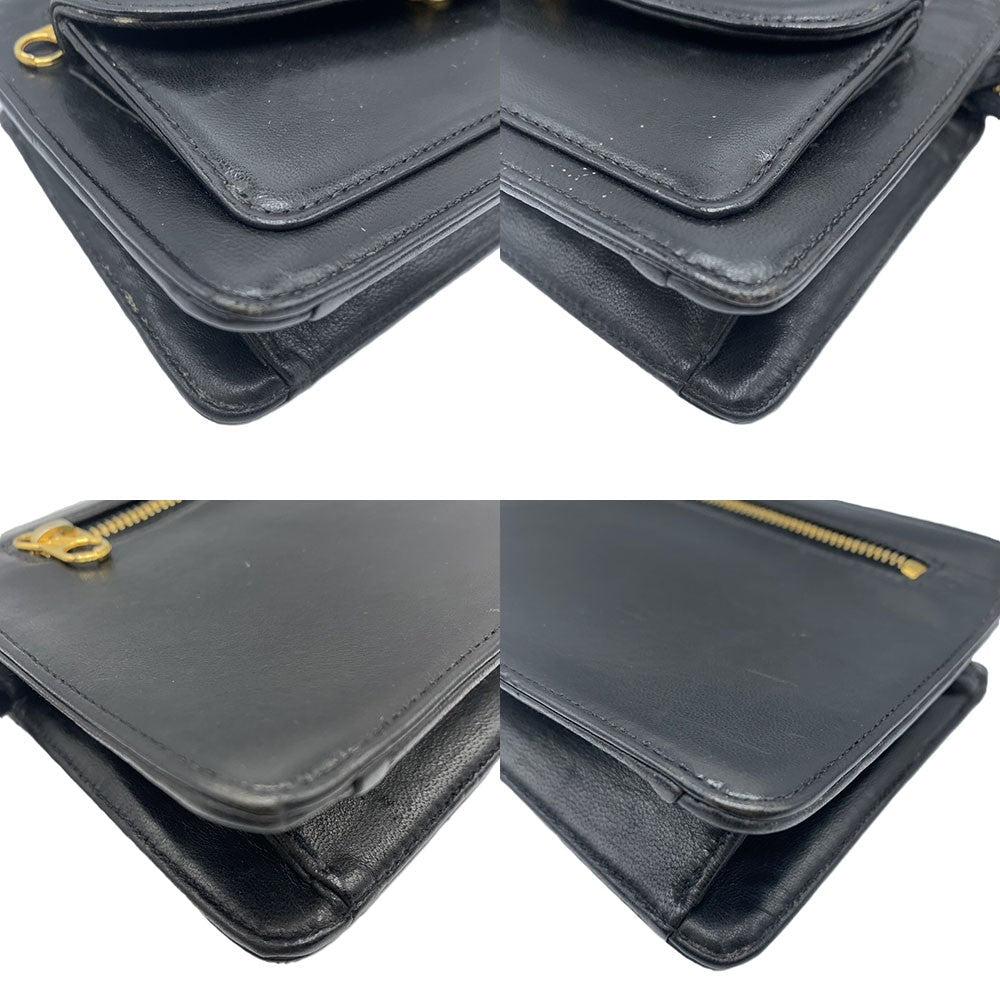 Chanel Leather Clutch Bag Black Vintage