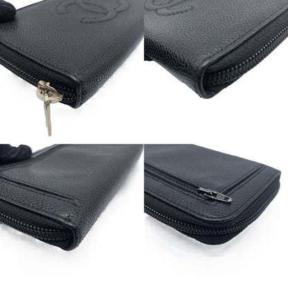 Chanel Caviar Skin Zip Wallet Black