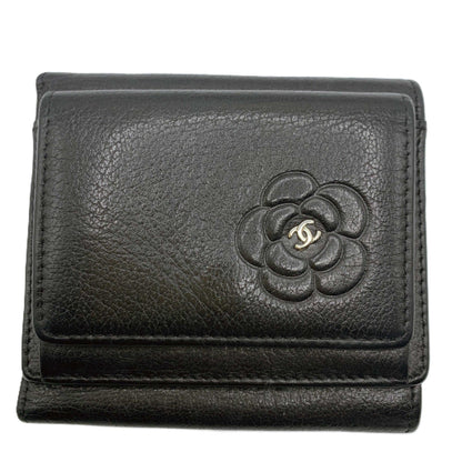 Chanel Camellia Lambskin Compact Wallet