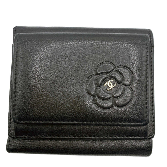 Chanel Camellia Lambskin Compact Wallet