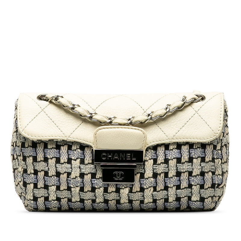 Chanel Wild Stitch Tweed Wool Leather Shoulder Bag