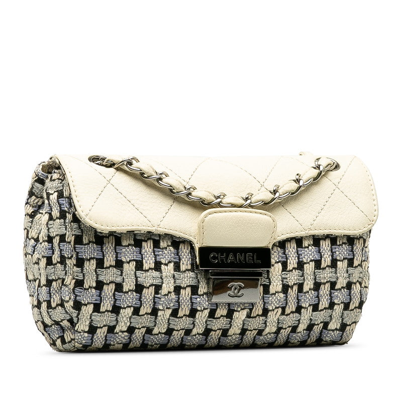 Chanel Wild Stitch Tweed Wool Leather Shoulder Bag