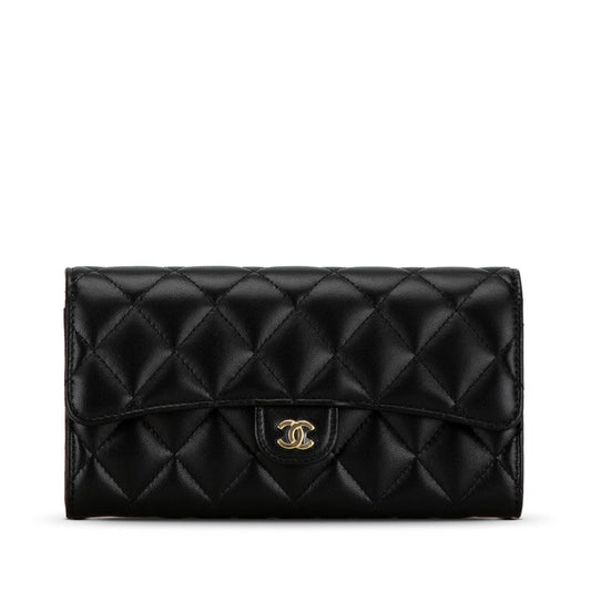Chanel Classic Long Flap Wallet Lambskin Wallet