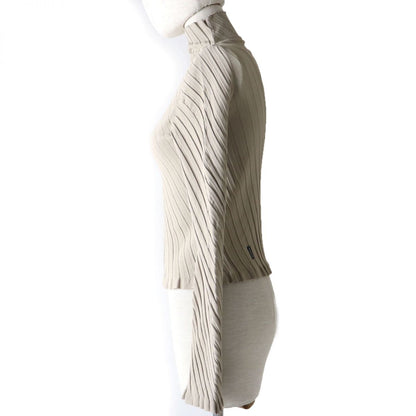 Balenciaga Twisted Rib Turtleneck Top, Beige, Size S