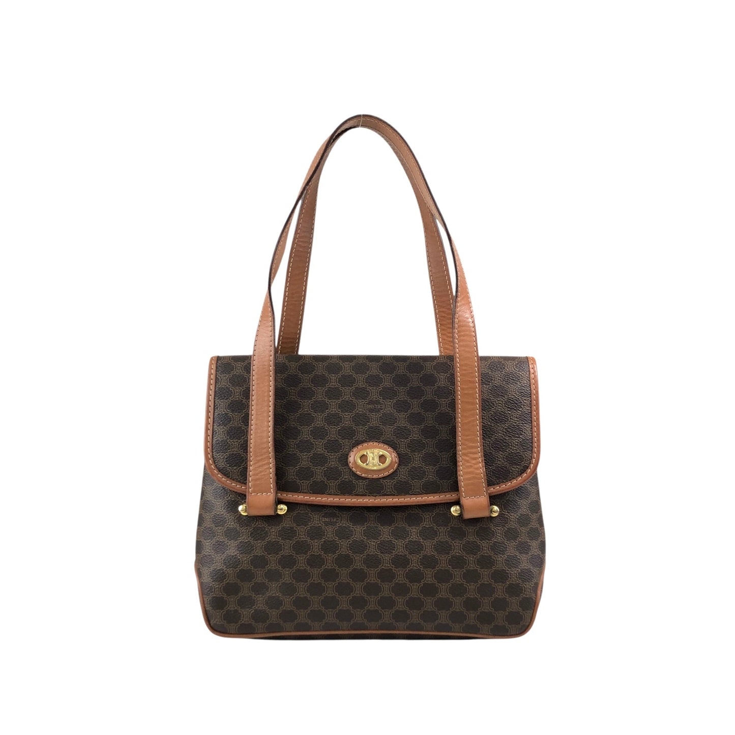 CELINE Macadam Handbag Brown Vintage 5fmrk2
