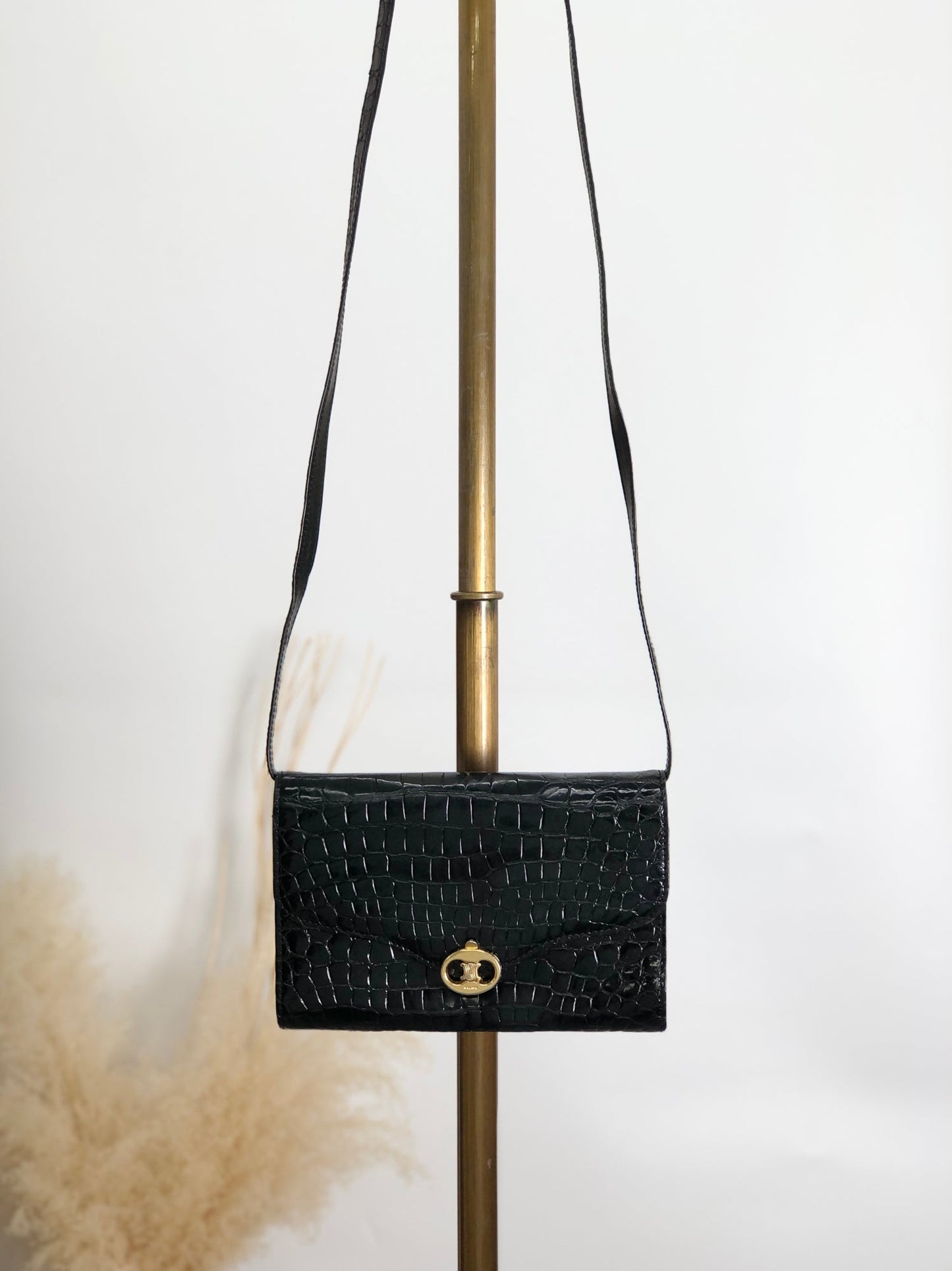 CELINE Triomphe Shoulder bag Black Vintage pedgvn