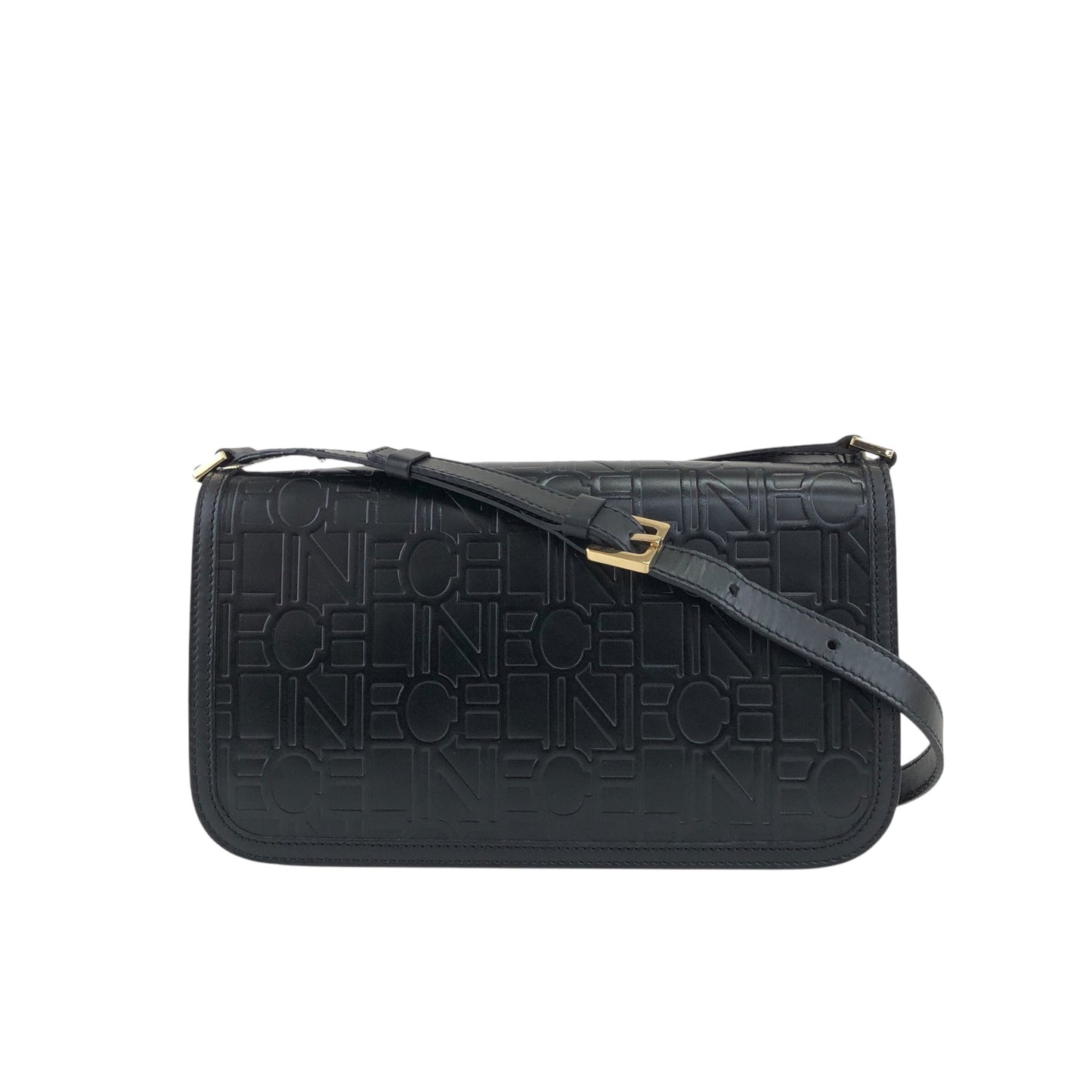 CELINE Logo Shoulder bag Black Vintage z7yz82