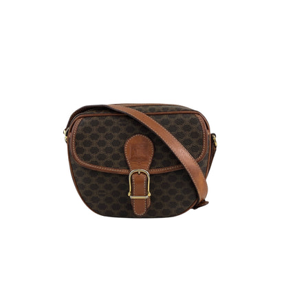 CELINE Macadam Front Buckle Shoulder bag Brown Vintage 8cjnf7