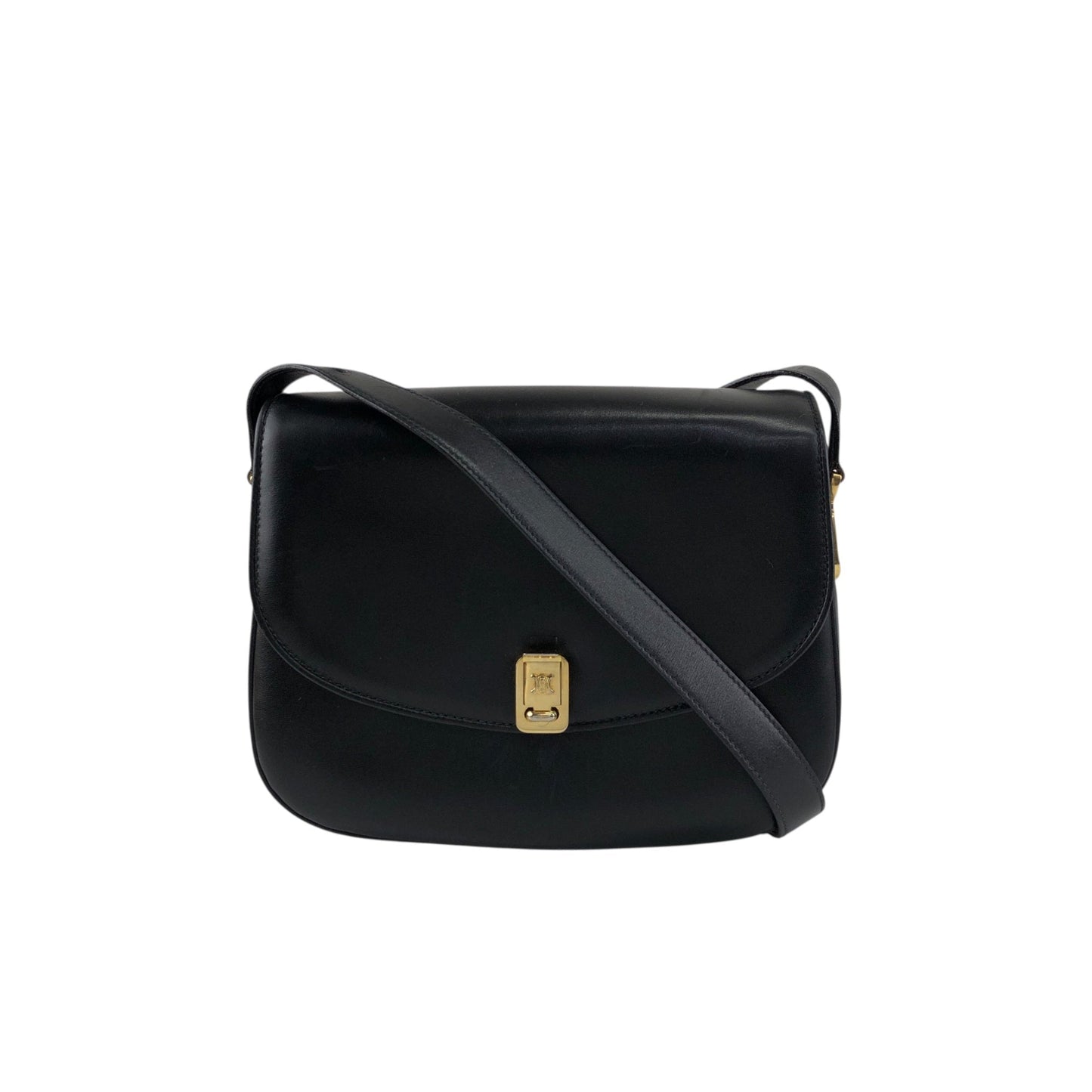 CELINE  Front Buckle Shoulder bag Black Vintage ery5dr