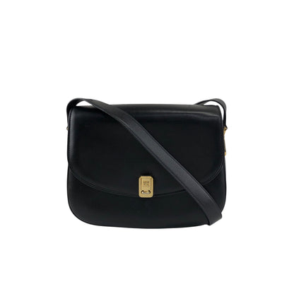 CELINE  Front Buckle Shoulder bag Black Vintage ery5dr