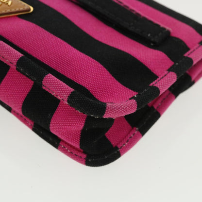 Prada Clutch Bag Canvas Black Pink  jk3025