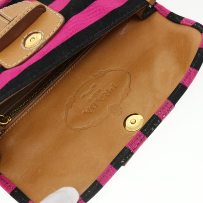 Prada Clutch Bag Canvas Black Pink  jk3025