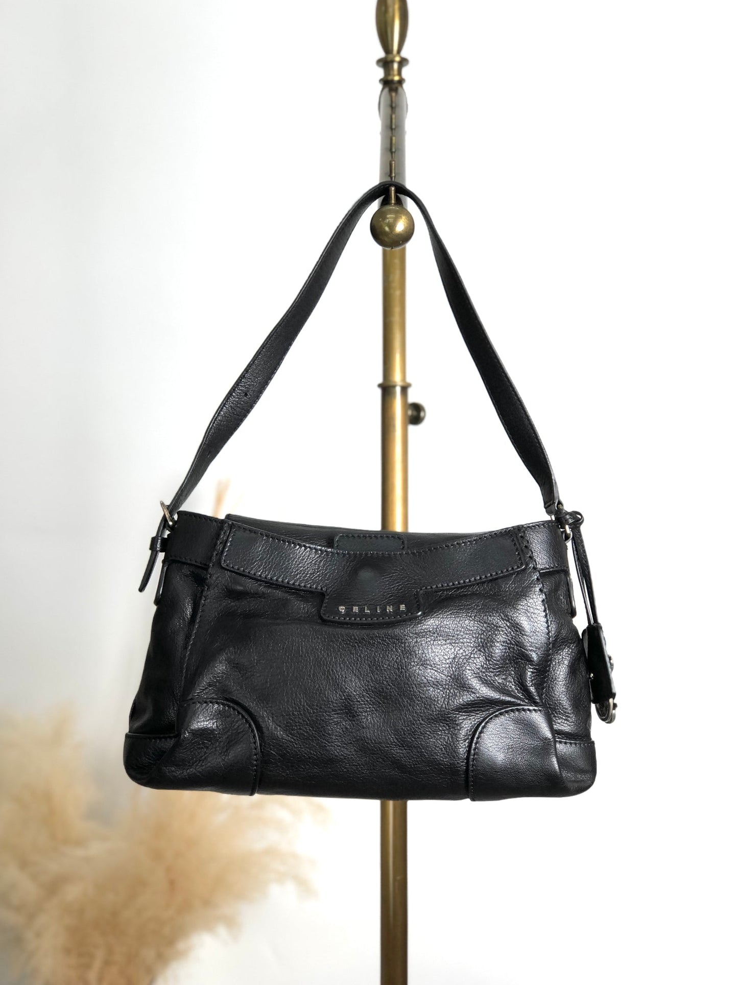 CELINE Horse Carriage Shoulder bag Black Vintage 6inwsp