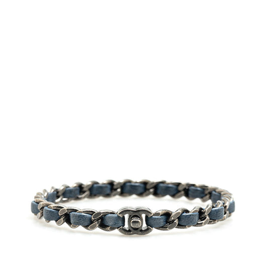 Chanel Metal Leather Coco Mark Turnlock Bracelet B12P