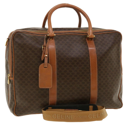 Celine Macadam Canvas Boston Bag PVC Leather 2way Brown  ki2707