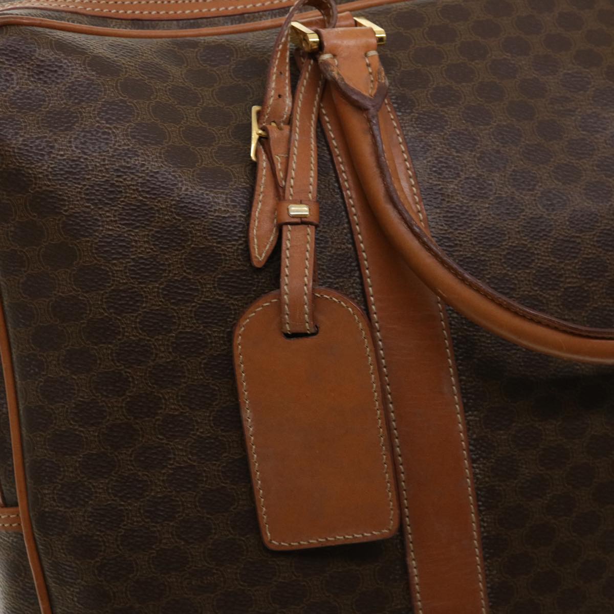 Celine Macadam Canvas Boston Bag PVC Leather 2way Brown  ki2707
