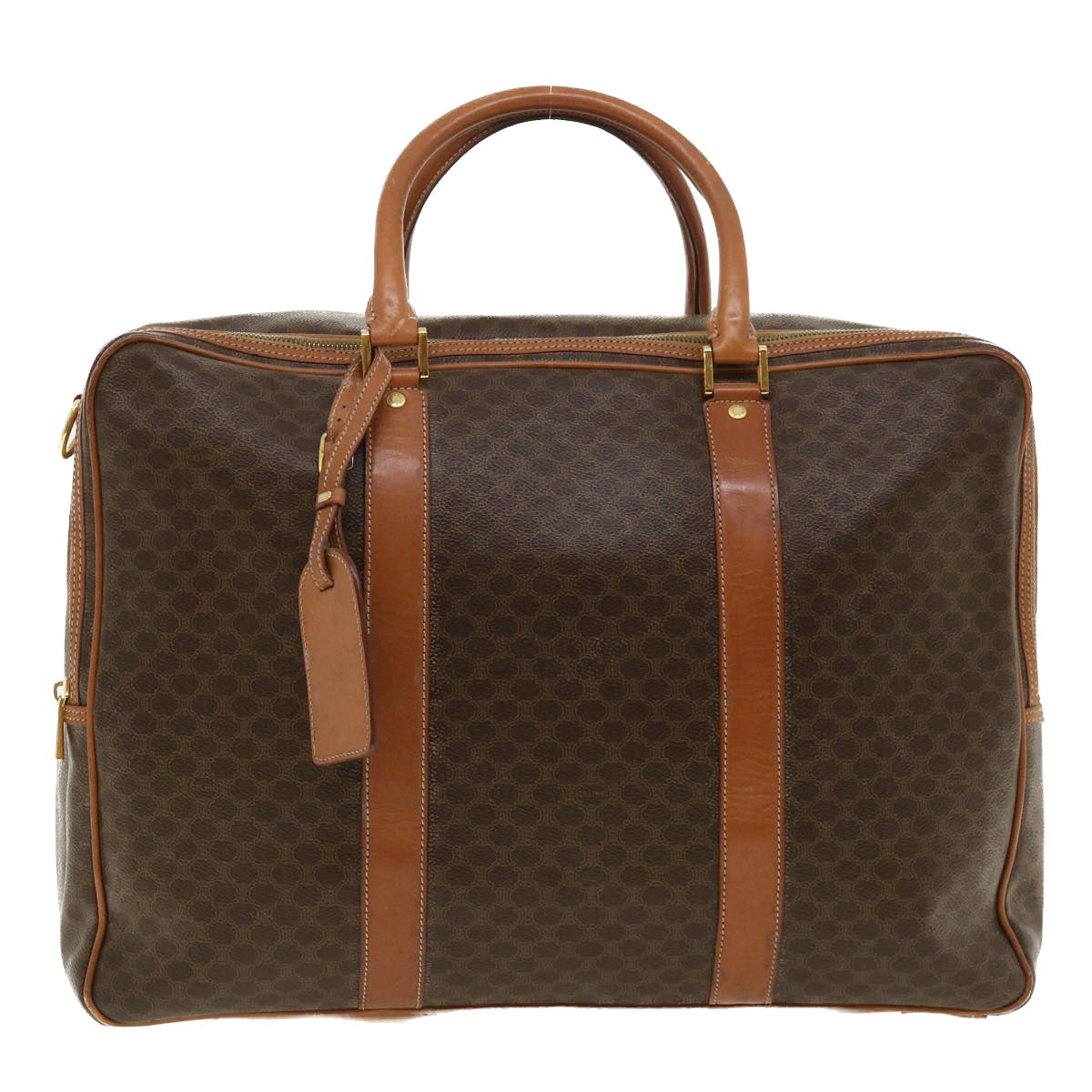 Celine Macadam Canvas Boston Bag PVC Leather 2way Brown  ki2707
