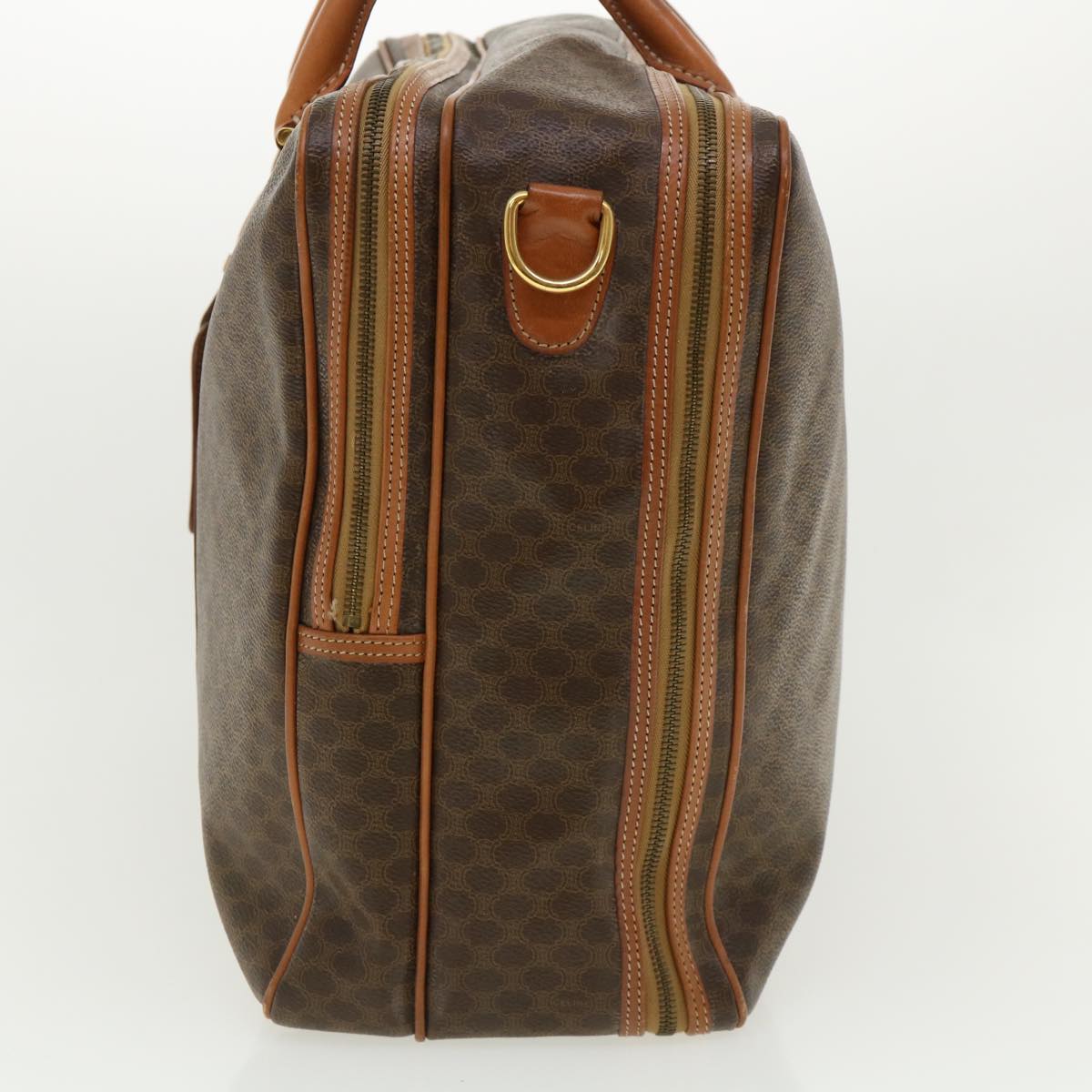 Celine Macadam Canvas Boston Bag PVC Leather 2way Brown  ki2707