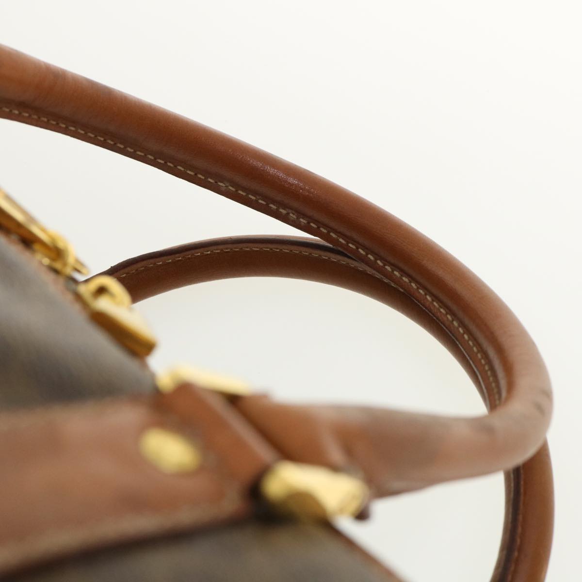 Celine Macadam Canvas Boston Bag PVC Leather 2way Brown  ki2707