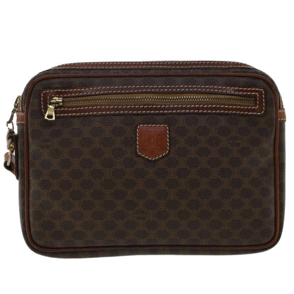 Celine Macadam Canvas Clutch Bag PVC Leather Brown  ki3150