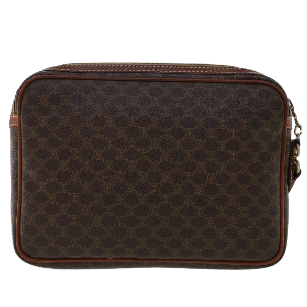 Celine Macadam Canvas Clutch Bag PVC Leather Brown  ki3150