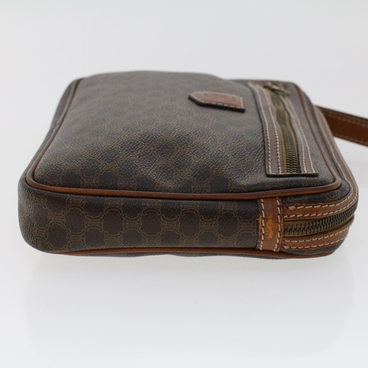 Celine Macadam Canvas Clutch Bag PVC Leather Brown  ki3150