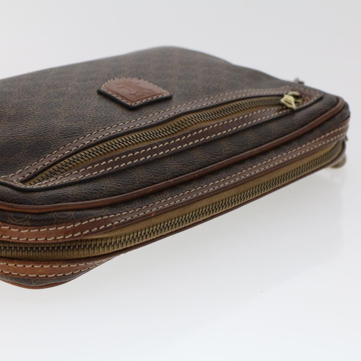 Celine Macadam Canvas Clutch Bag PVC Leather Brown  ki3150