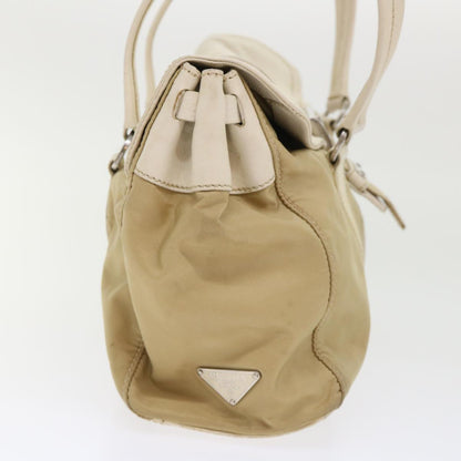 Prada Hand Bag Nylon Leather Beige  ki3154