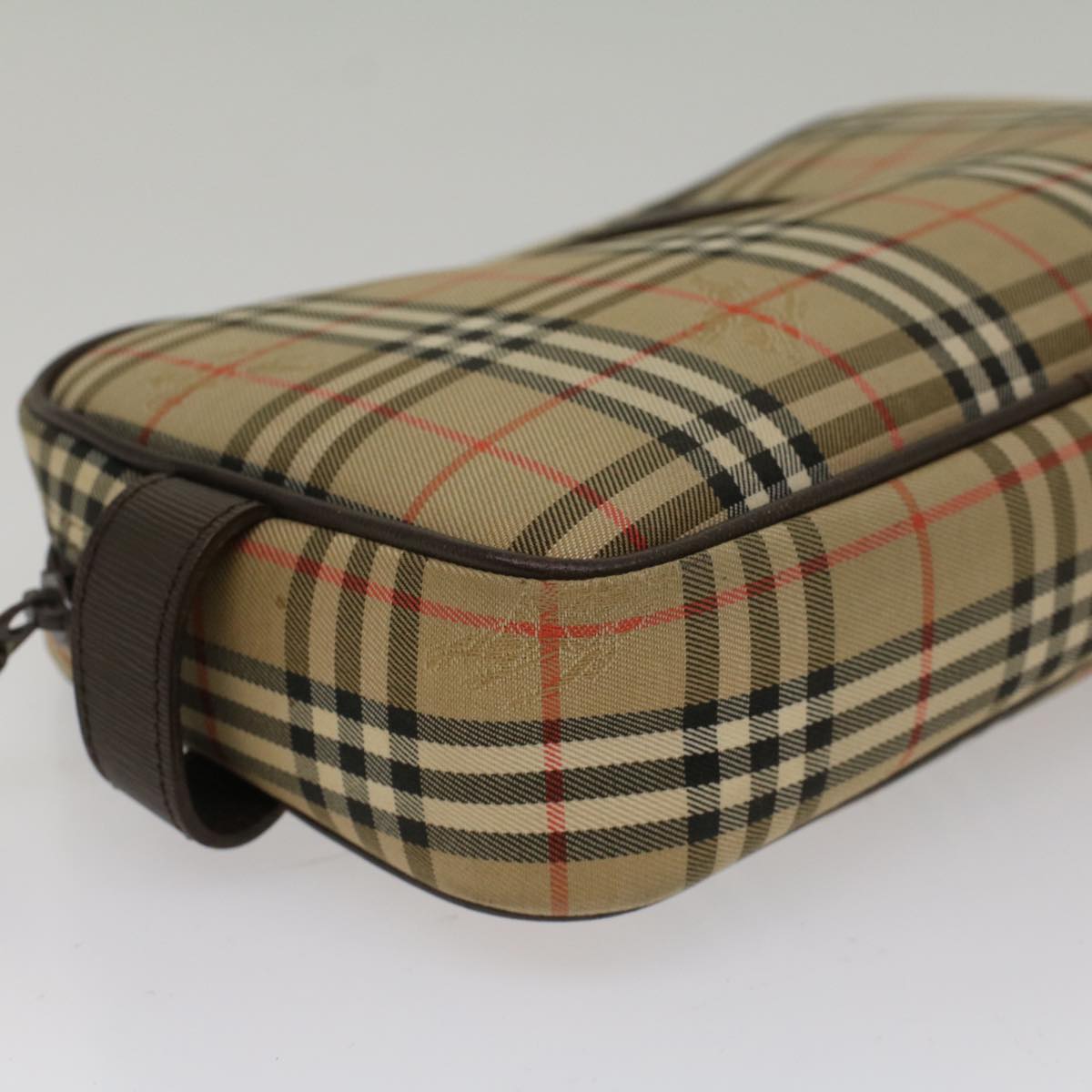 BurberrySs Nova Check Clutch Bag Nylon Beige Auth ki3166