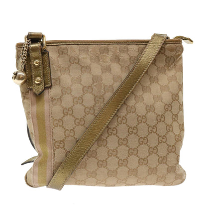 GUCCI GG Canvas Sherry Line Shoulder Bag Beige Gold pink 144388  ki3251