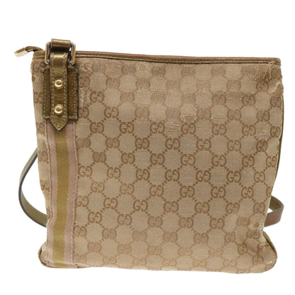 GUCCI GG Canvas Sherry Line Shoulder Bag Beige Gold pink 144388  ki3251