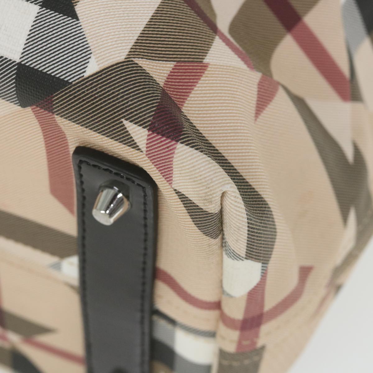 Burberry Nova Check Tote Bag PVC Leather Beige Auth ki3736