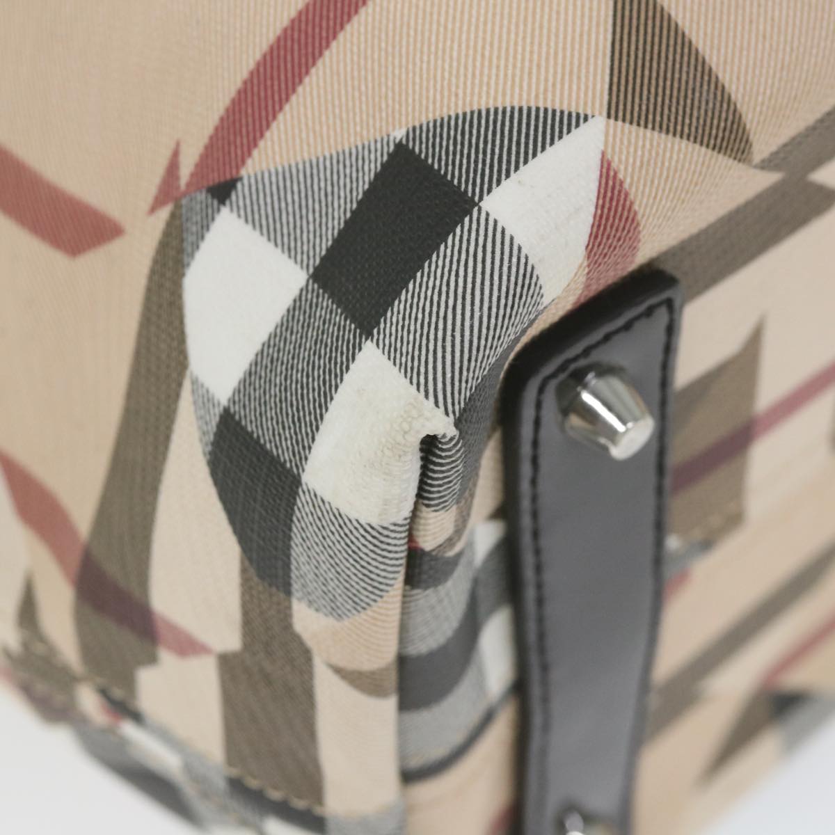 Burberry Nova Check Tote Bag PVC Leather Beige Auth ki3736